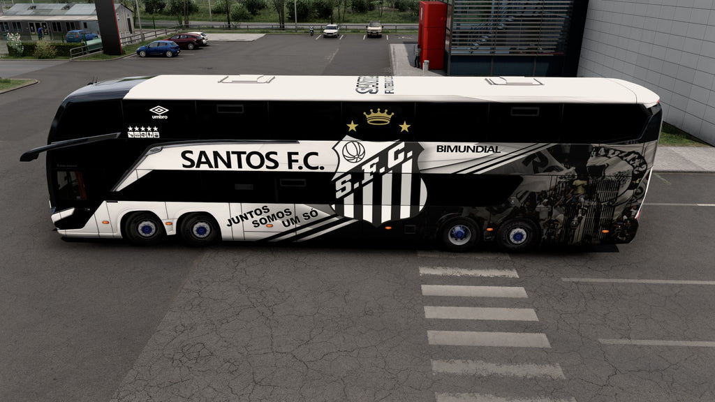 Santos FC Skin Mod for the G8 1800 DD 8x2 Bus in ETS2 and ATS.