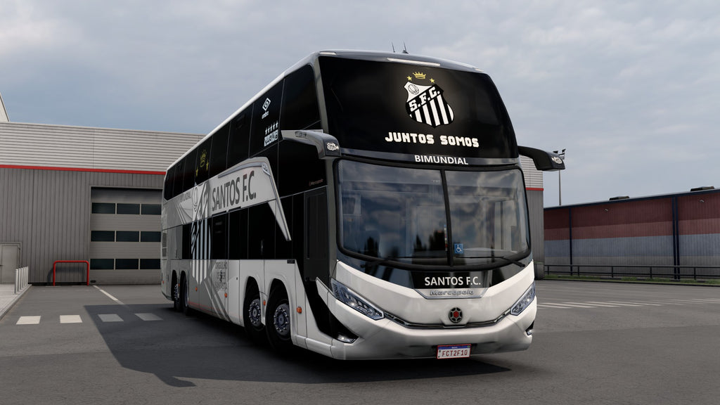 Santos FC Skin Mod for the G8 1800 DD 8x2 Bus in ETS2 and ATS.