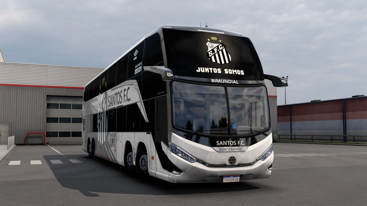 Santos FC Skin Mod for the G8 1800 DD 8x2 Bus in ETS2 and ATS.