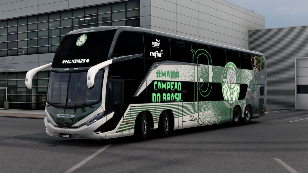 Palmeiras Skin Mod for the G8 1800 DD 8x2 Bus in ETS2 and ATS.