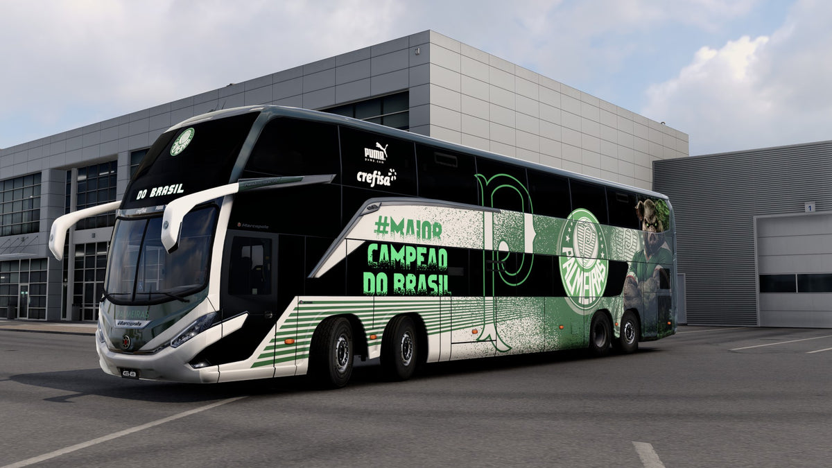 Palmeiras Skin Mod for the G8 1800 DD 8x2 Bus in ETS2 and ATS.