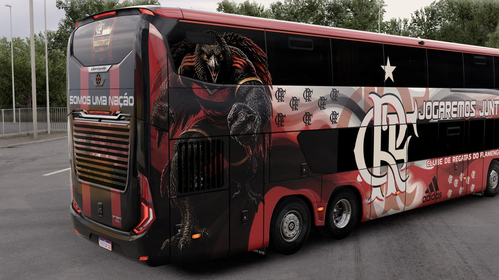 Flamengo skin for the G8 1800 DD 8x2 bus in ETS2 and ATS.