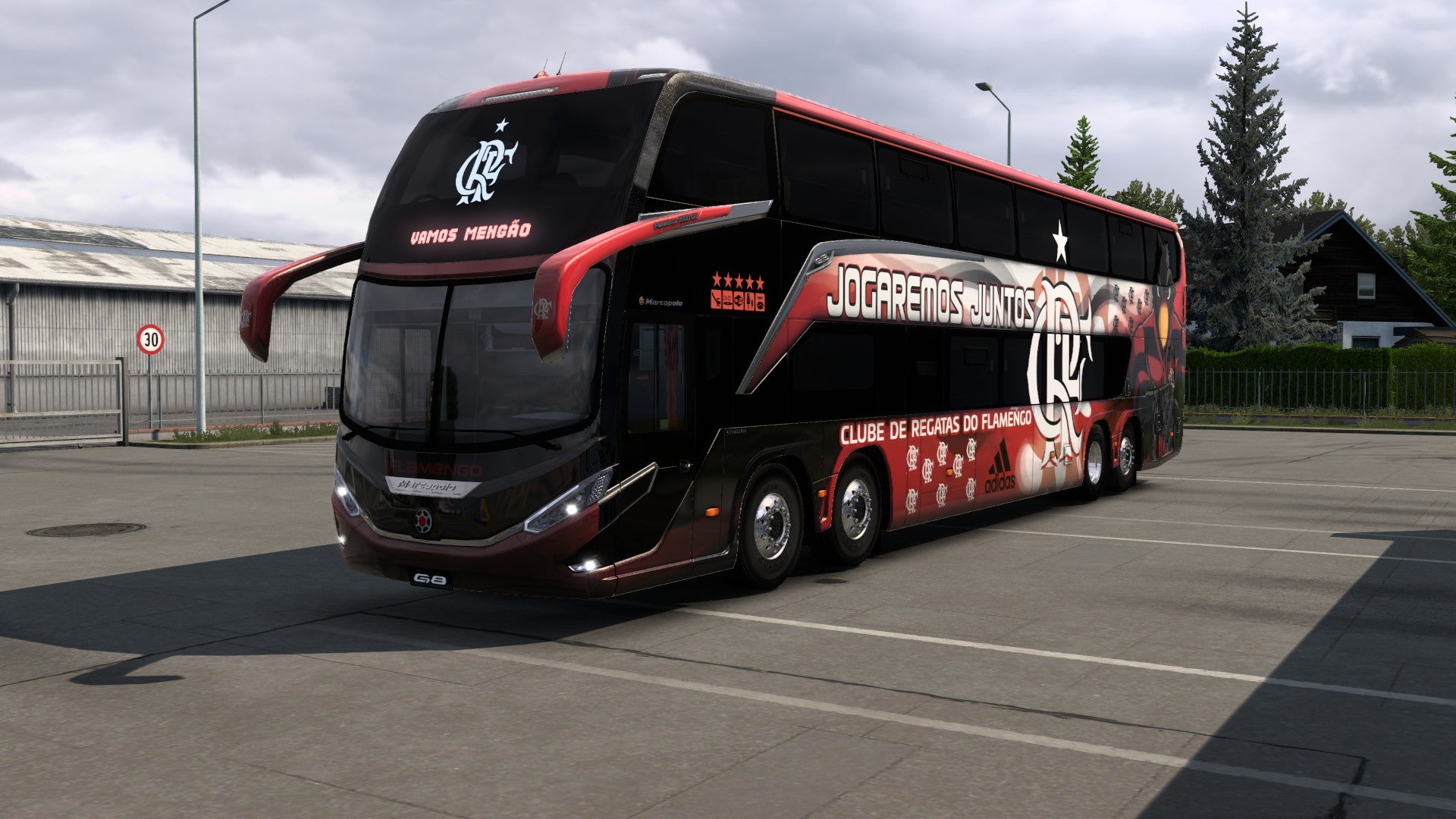 Skin Flamengo para o Bus G8 1800 DD MB 8x2 ETS2 e ATS