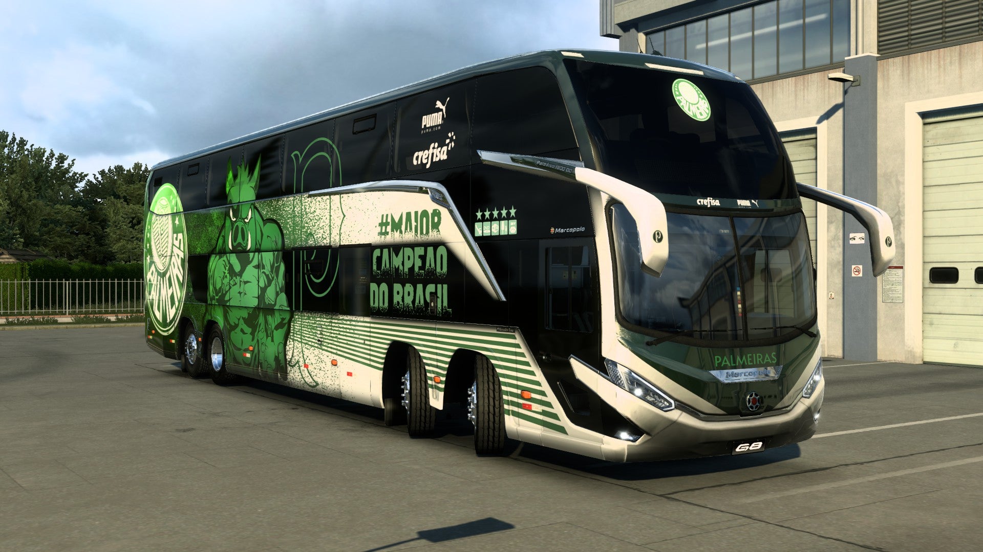 Skin Mod Palmeiras para o Bus G8 1800 DD MB 8x2 ETS2 e ATS