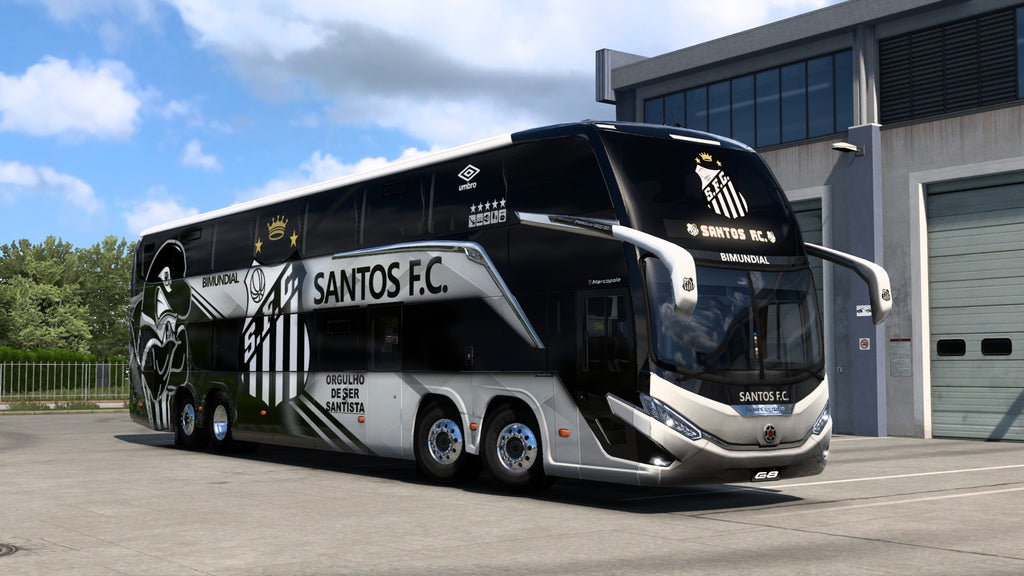 Santos FC Skin Mod for the G8 1800 DD 8x2 Bus in ETS2 and ATS.