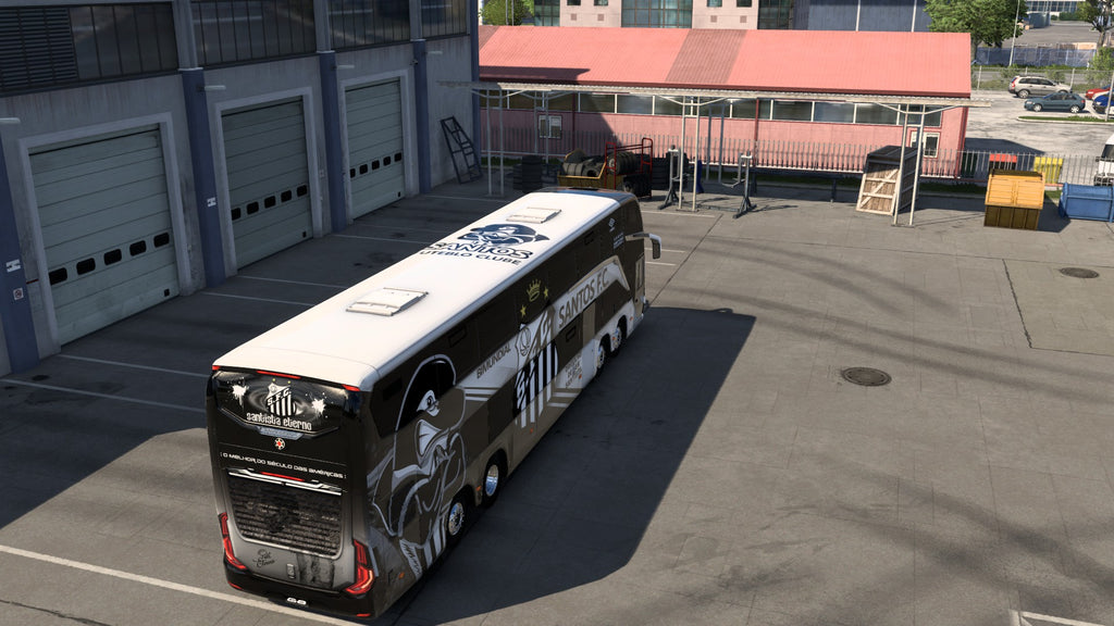Santos FC Skin Mod for the G8 1800 DD 8x2 Bus in ETS2 and ATS.