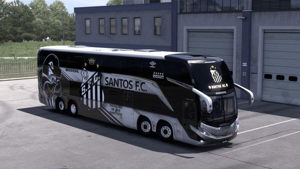 Santos FC Skin Mod for the G8 1800 DD 8x2 Bus in ETS2 and ATS.
