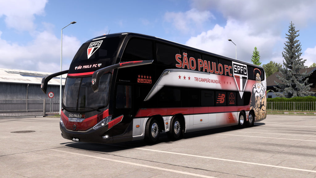 Skin Mod São Paulo FC para el autobús G8 1800 DD 8x2 en ETS2 y ATS.