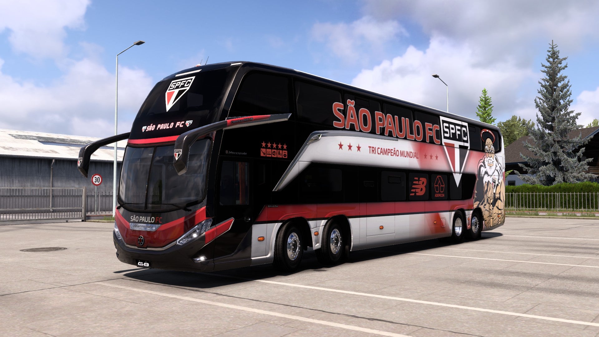 Skin Mod São Paulo FC para o Bus G8 1800 DD MB 8x2 ETS2 e ATS