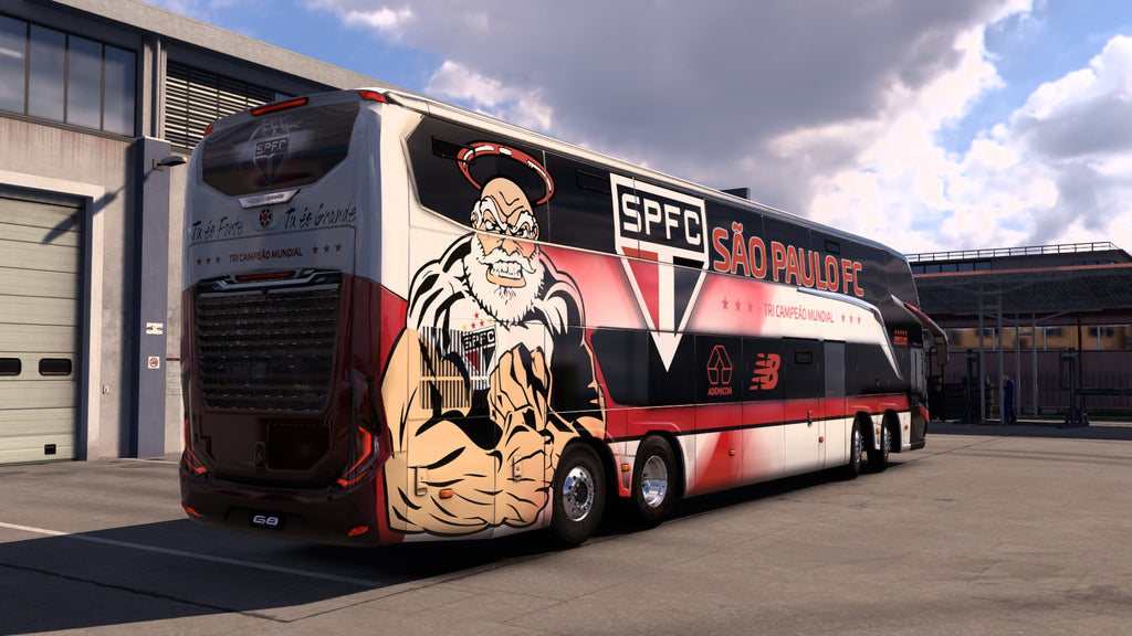 Skin Mod São Paulo FC para el autobús G8 1800 DD 8x2 en ETS2 y ATS.