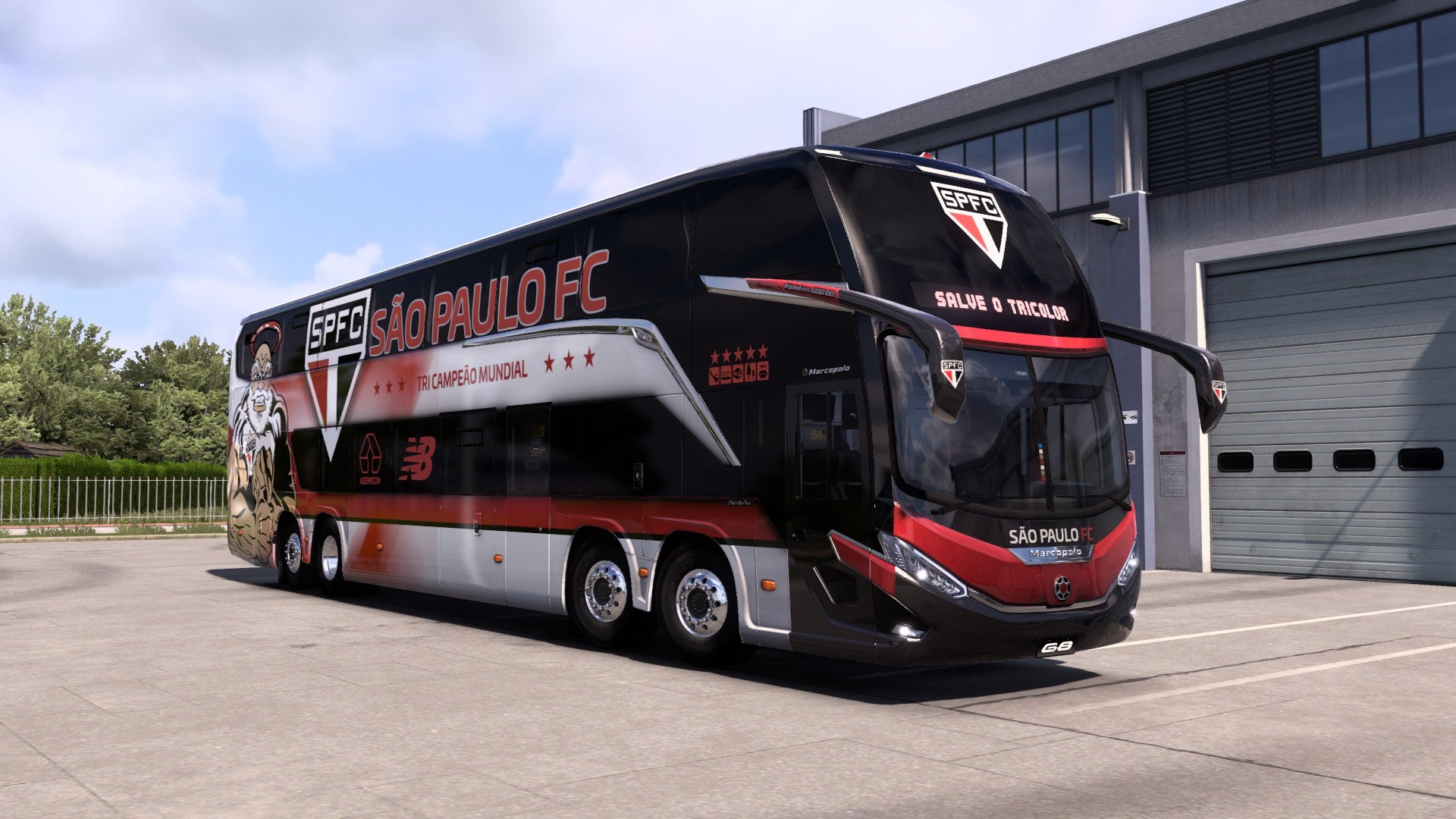 Skin Mod São Paulo FC para o Bus G8 1800 DD MB 8x2 ETS2 e ATS