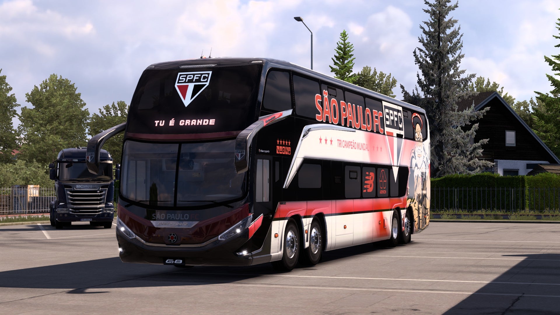 Skin Mod São Paulo FC para o Bus G8 1800 DD MB 8x2 ETS2 e ATS