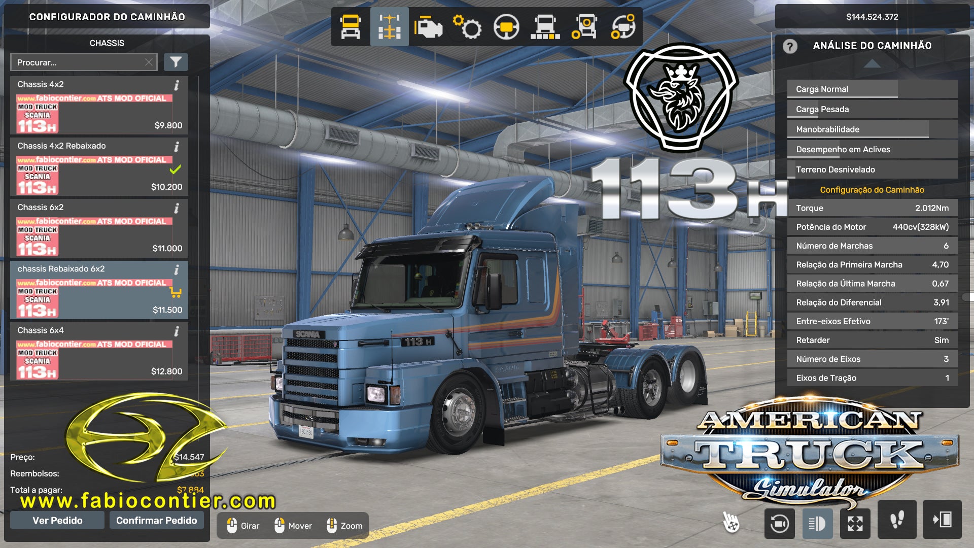 ATS MOD TRUCK 113H Scania Bicuda Completo
